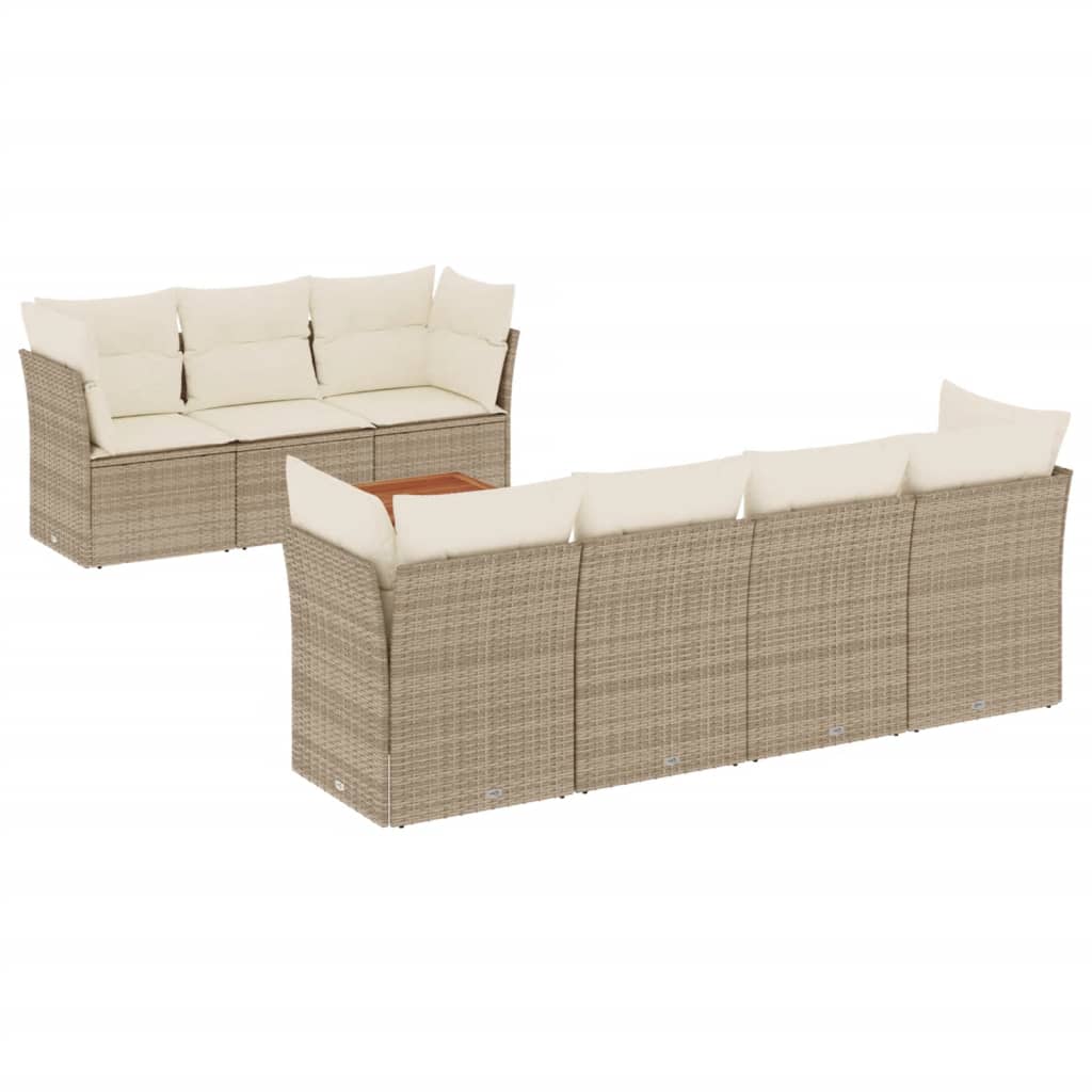 sofasæt til haven 8 dele med hynder polyrattan beige