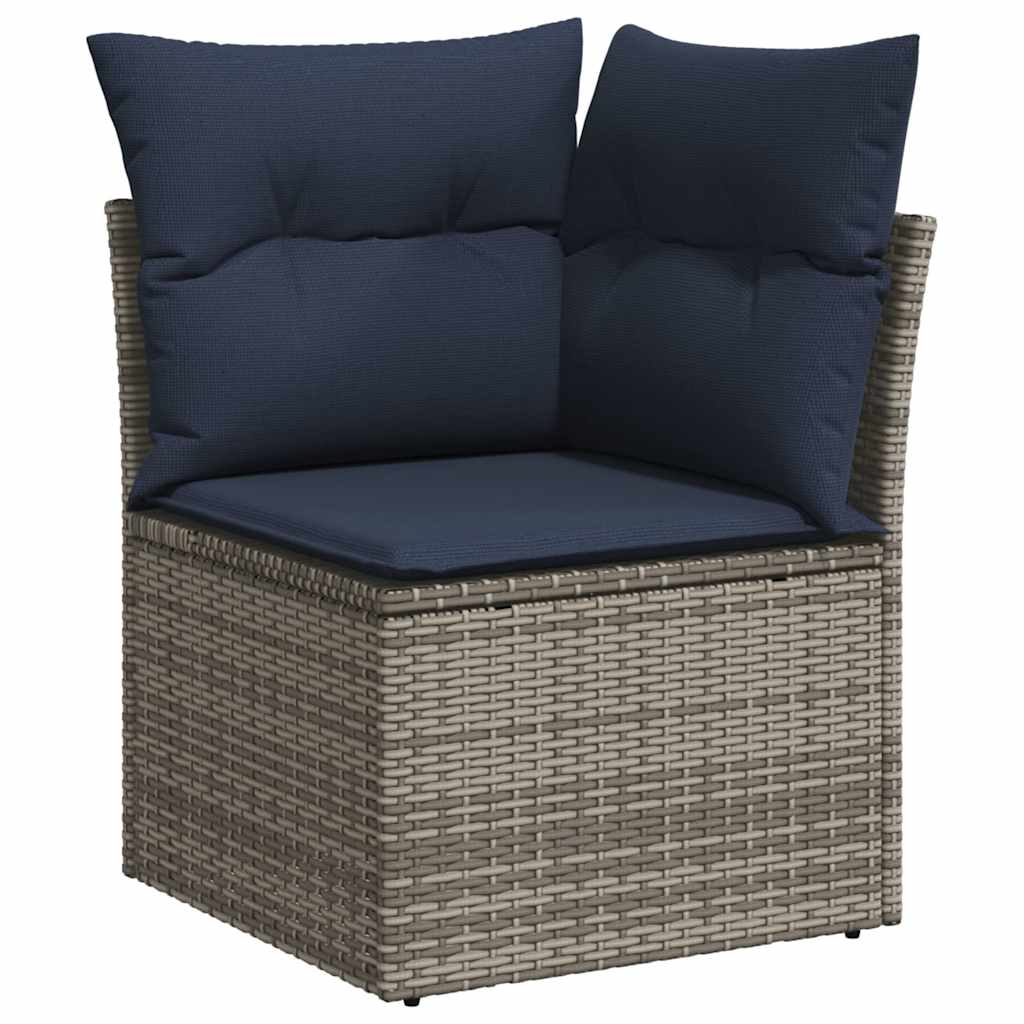 havesofasæt med 5 dele og hynder grå polyrattan