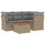 havesofasæt 5 dele med hynder polyrattan beige