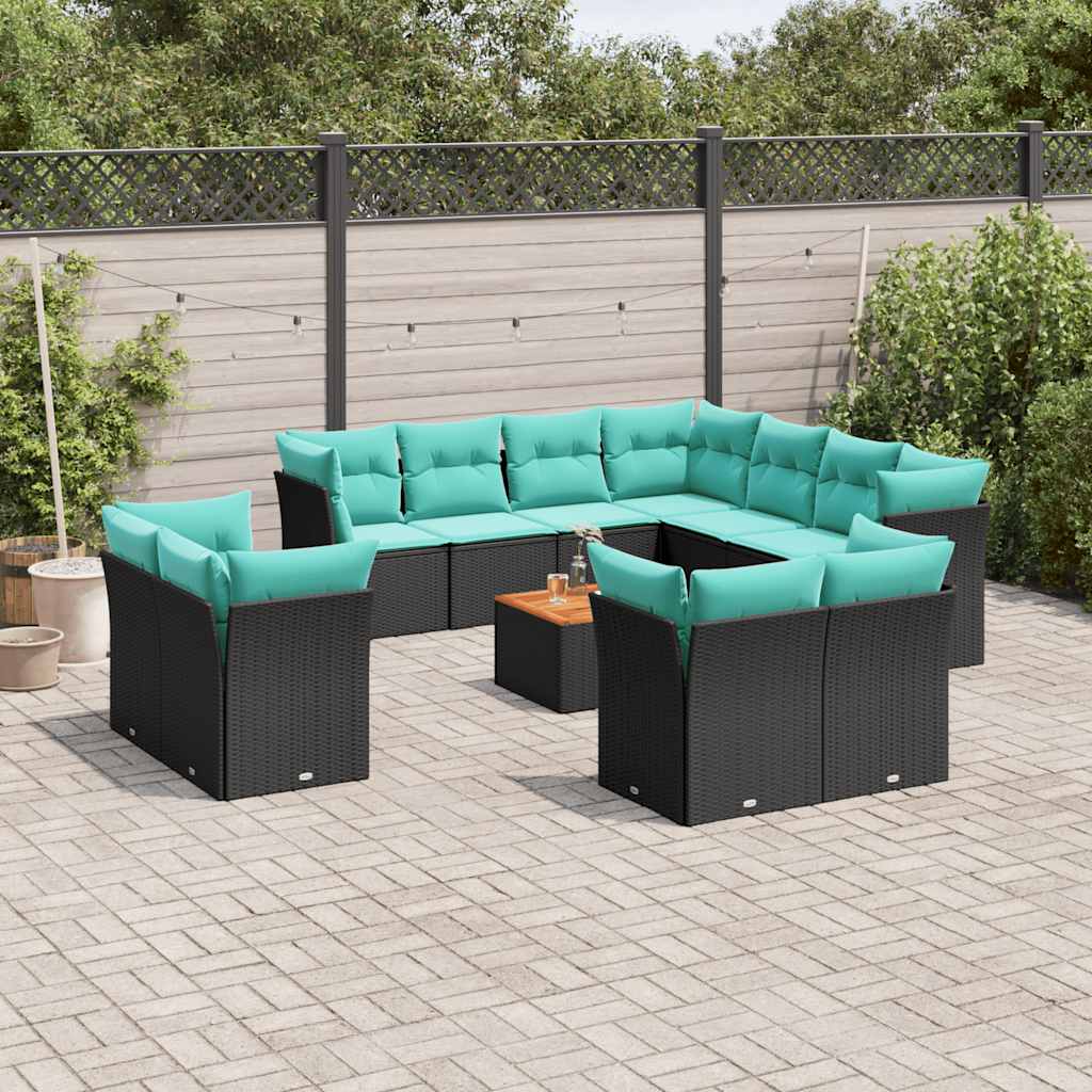 sofasæt til haven 12 dele med hynder polyrattan sort