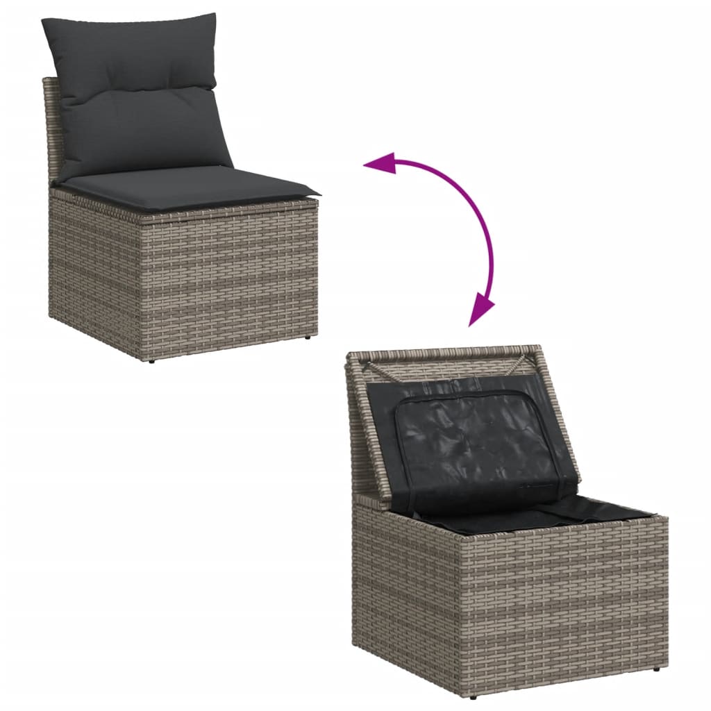 sofasæt til haven 13 dele med hynder polyrattan grå