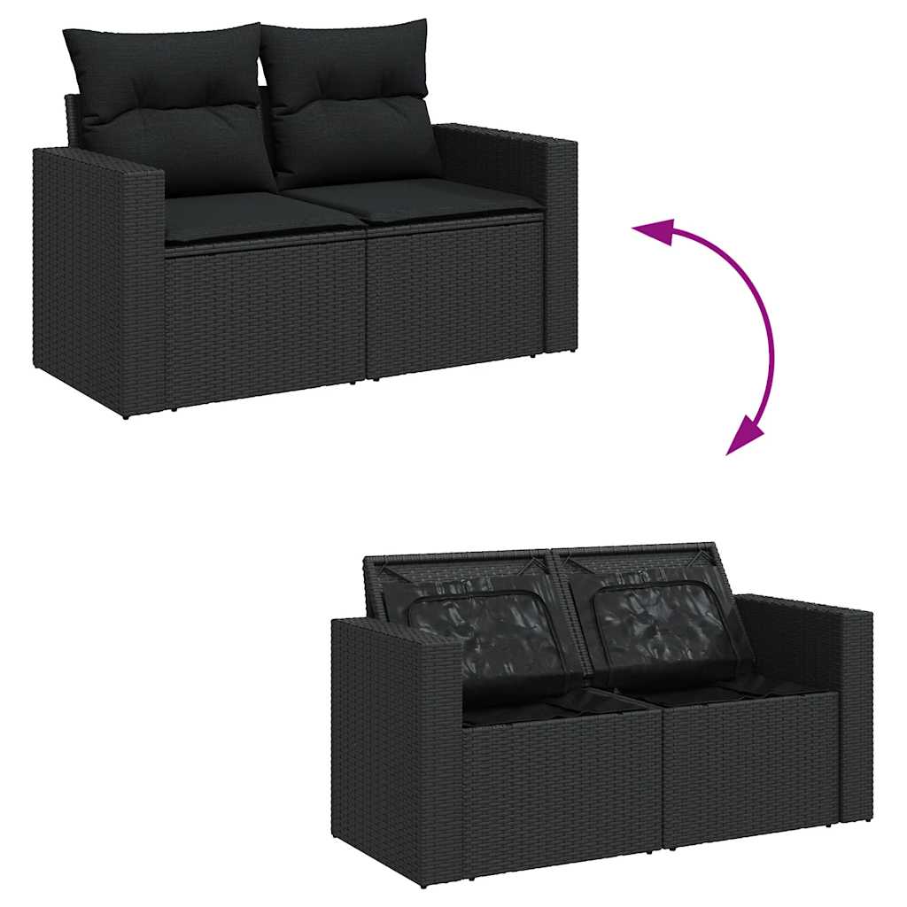 sofasæt til haven 4 dele med hynder polyrattan sort