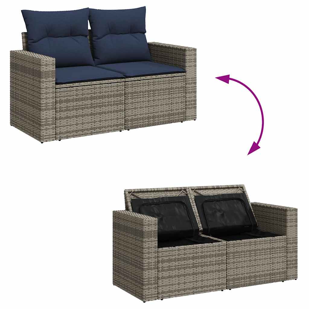 sofasæt til haven 4 dele med hynder polyrattan grå
