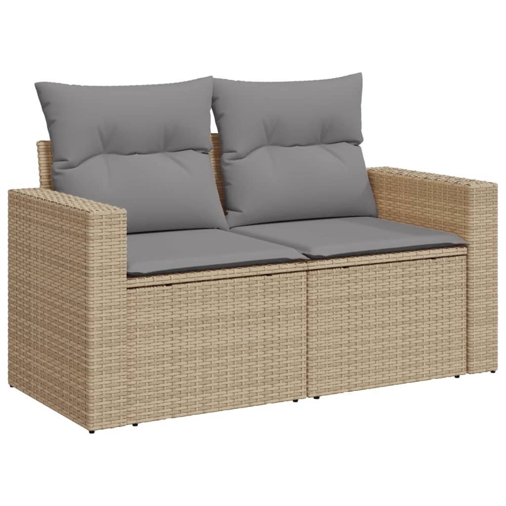havesofasæt 5 dele med hynder polyrattan beige