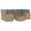 havesofasæt 7 dele med hynder polyrattan beige
