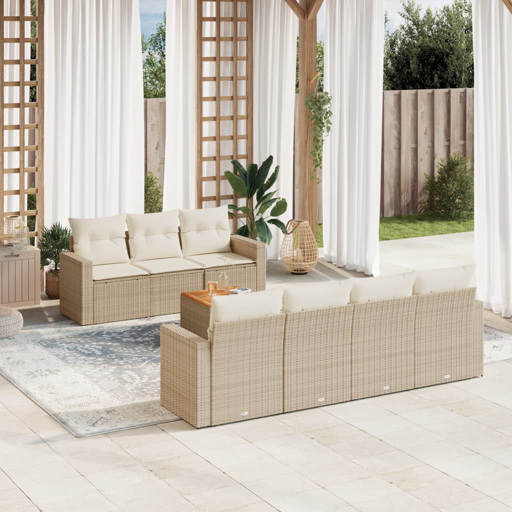 sofasæt til haven 8 dele med hynder polyrattan beige