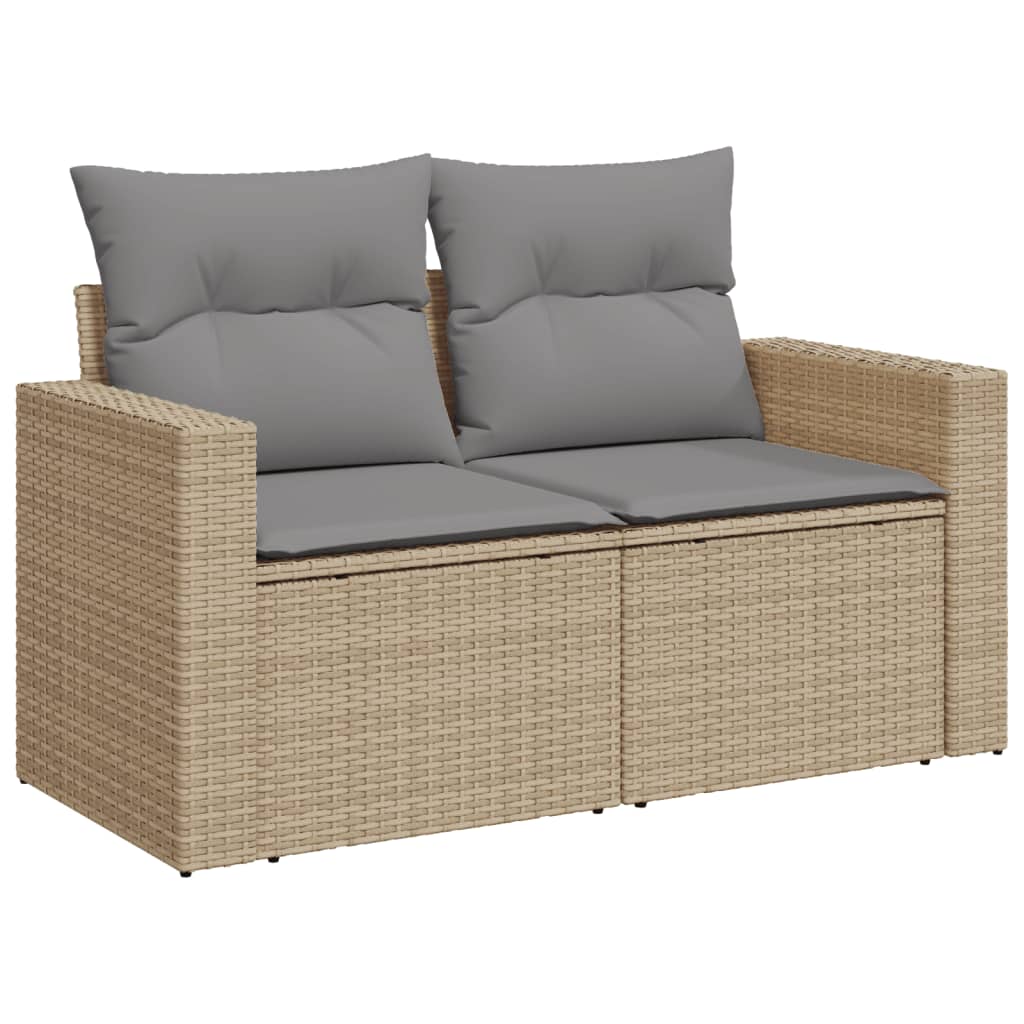 havesofasæt 8 dele med hynder polyrattan beige