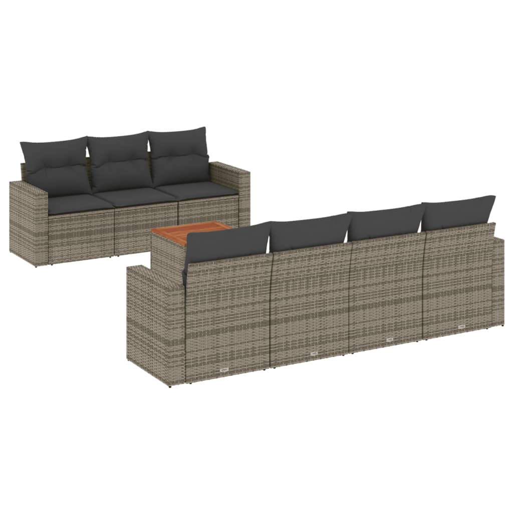 sofasæt til haven 8 dele med hynder polyrattan grå
