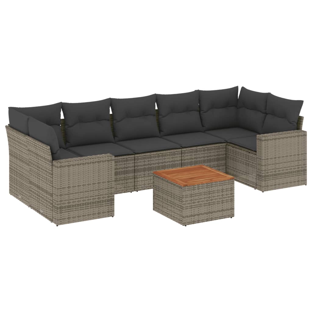 sofasæt til haven 8 dele med hynder polyrattan grå