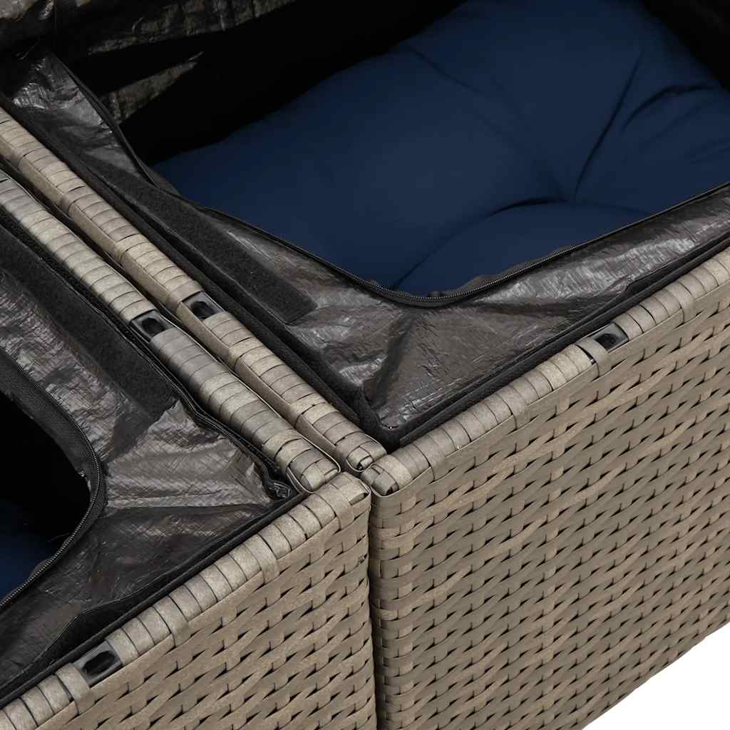 sofaesæt til haven 6 dele med hynder polyrattan grå
