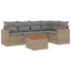 havesofasæt 6 dele med hynder polyrattan beige