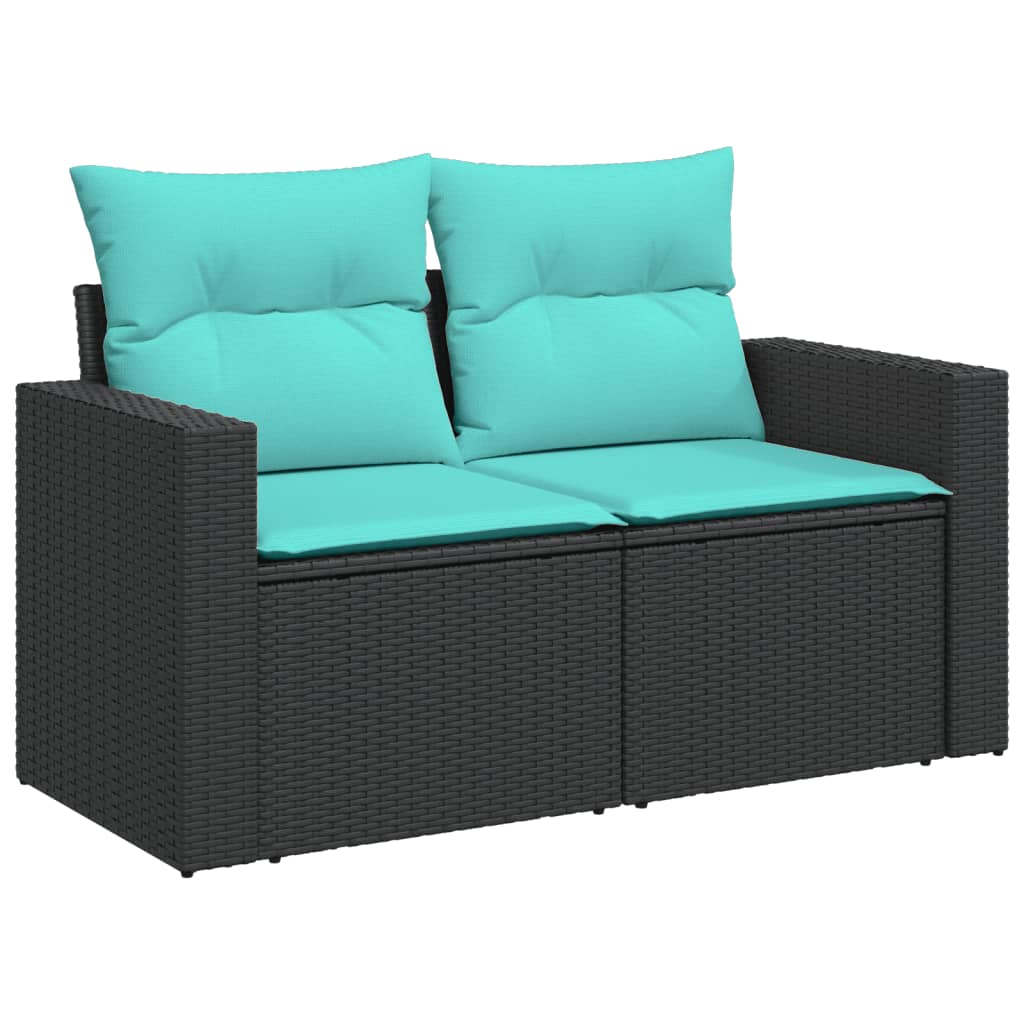 sofasæt til haven 6 dele med hynder polyrattan sort