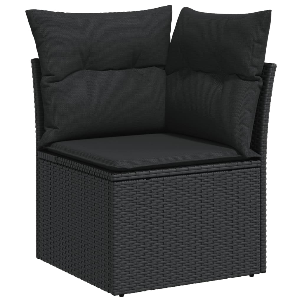 sofasæt til haven 7 dele med hynder polyrattan sort