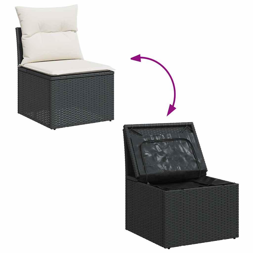 sofasæt til haven 7 dele med hynder polyrattan sort