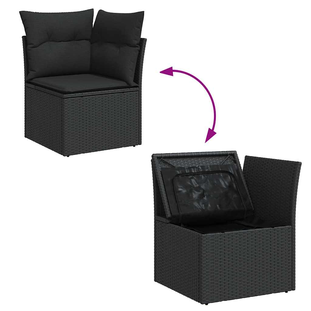 sofasæt til haven 11 dele med hynder polyrattan sort