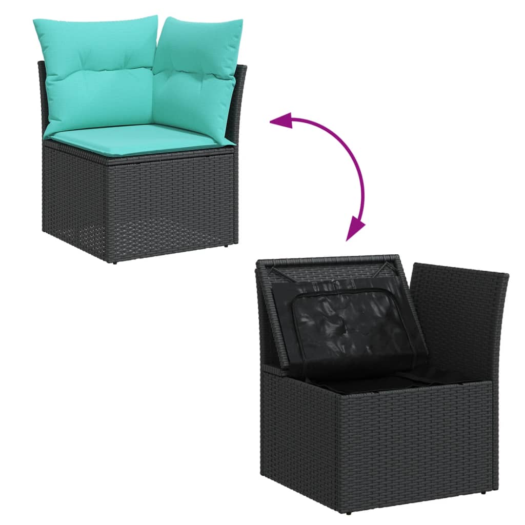 sofasæt til haven 9 dele med hynder polyrattan sort