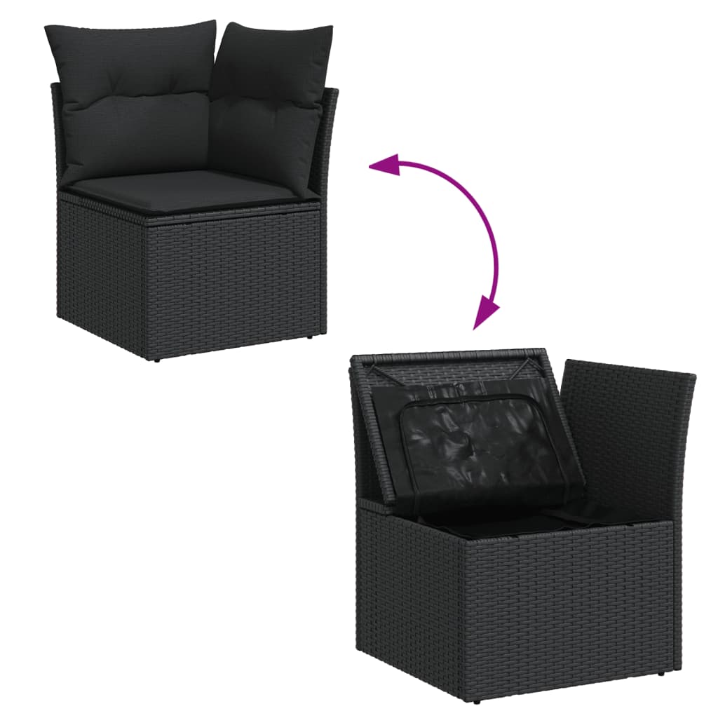 sofasæt til haven 7 dele med hynder polyrattan sort