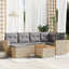 havesofasæt 7 dele med hynder polyrattan beige