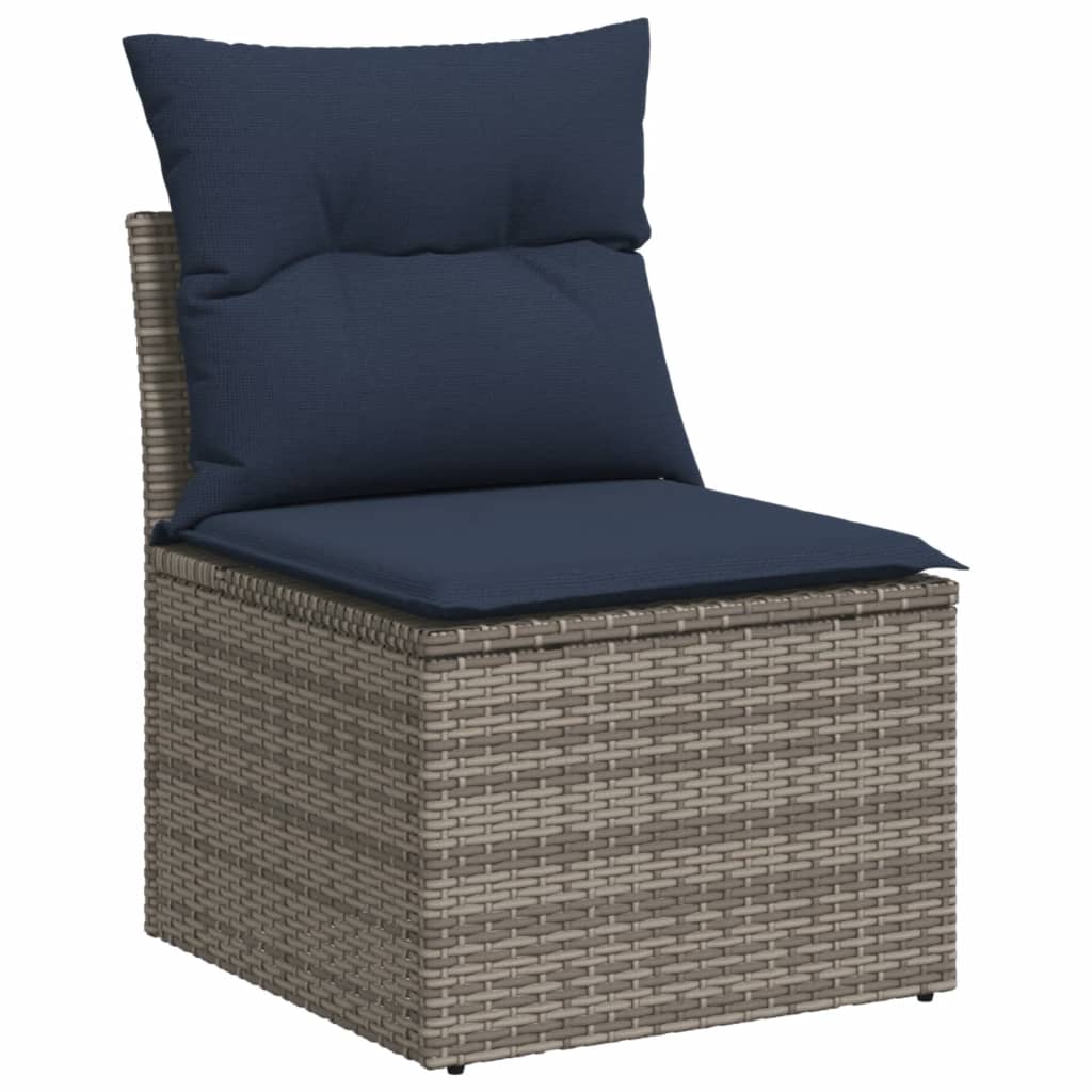 havesofasæt med 8 hynder grå polyrattan