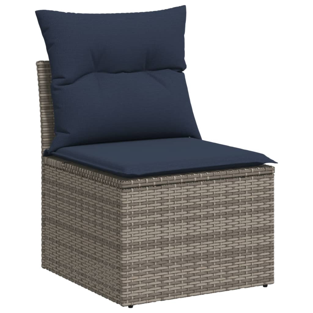havesofasæt med 8 hynder grå polyrattan
