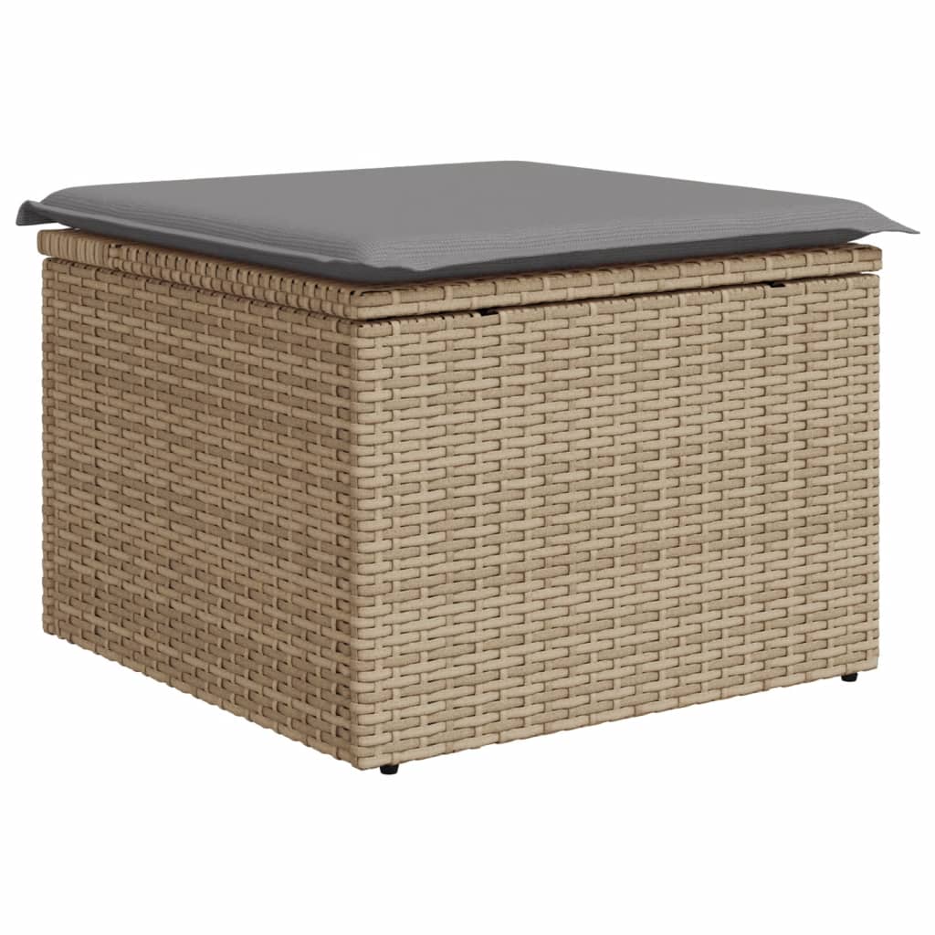havesofasæt 7 dele med hynder polyrattan beige