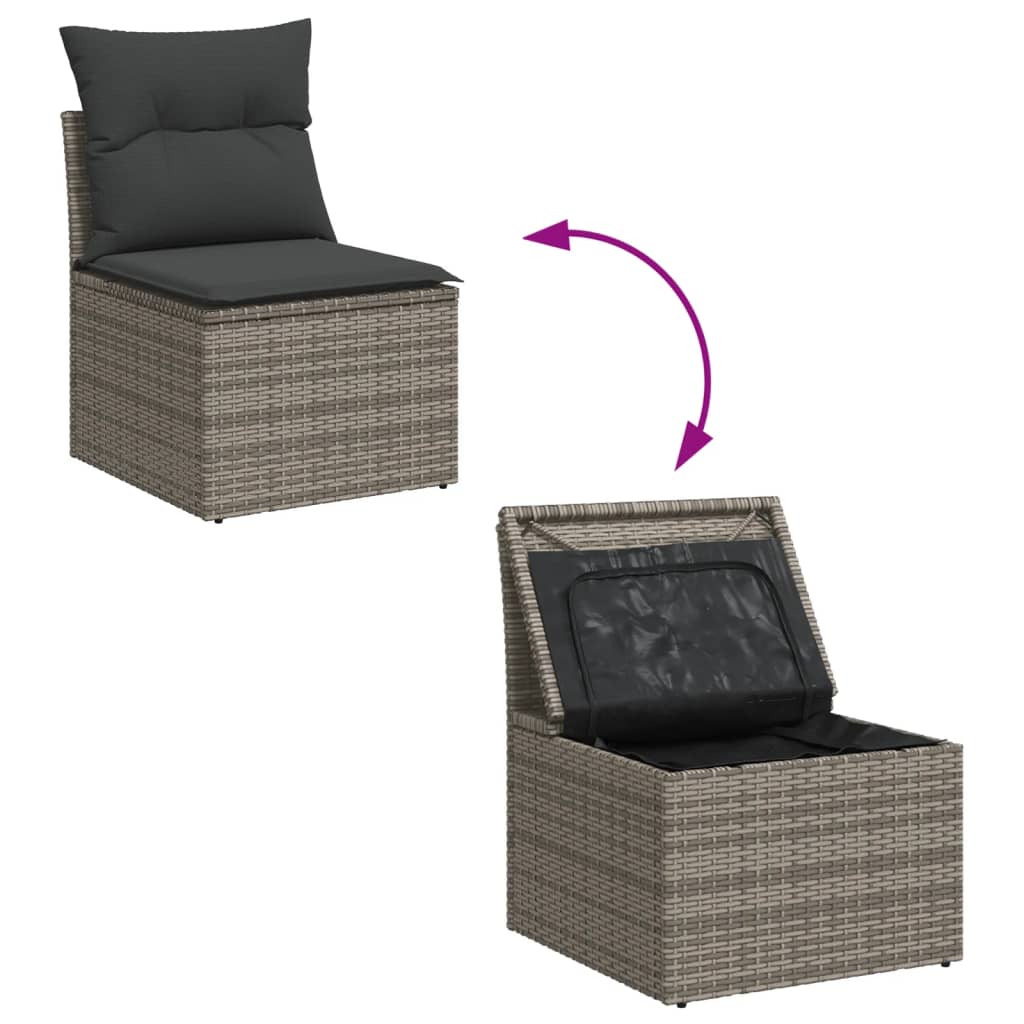 sofasæt til haven 8 dele med hynder polyrattan grå