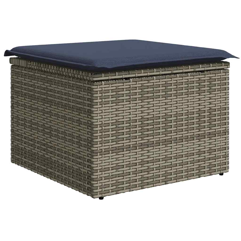 havesofasæt med 9 dele og hynder grå polyrattan