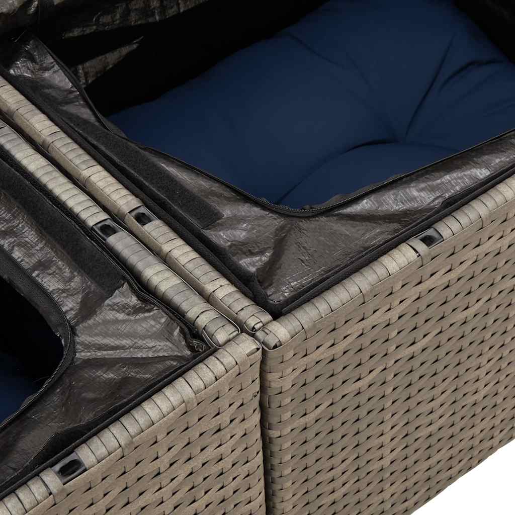 havesofasæt med 9 dele og hynder grå polyrattan