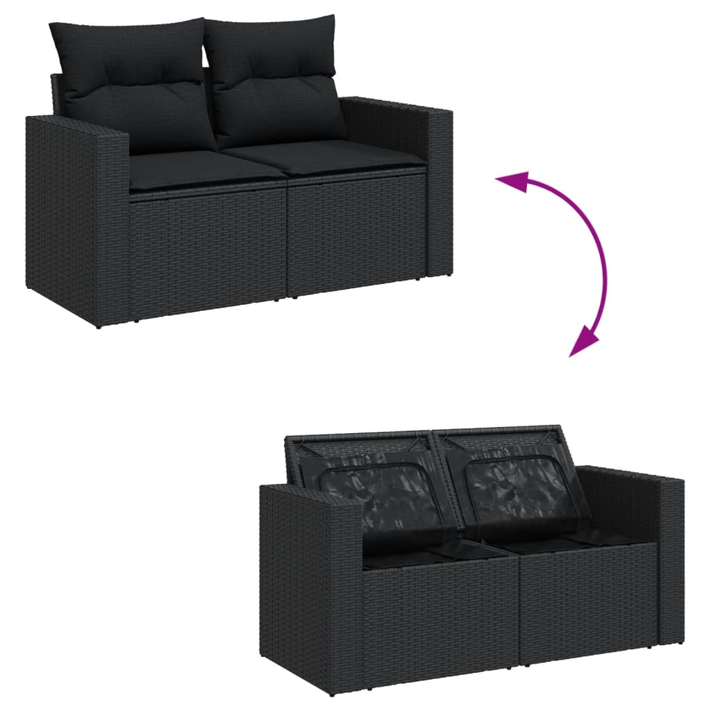 sofasæt til haven 10 dele med hynder polyrattan sort