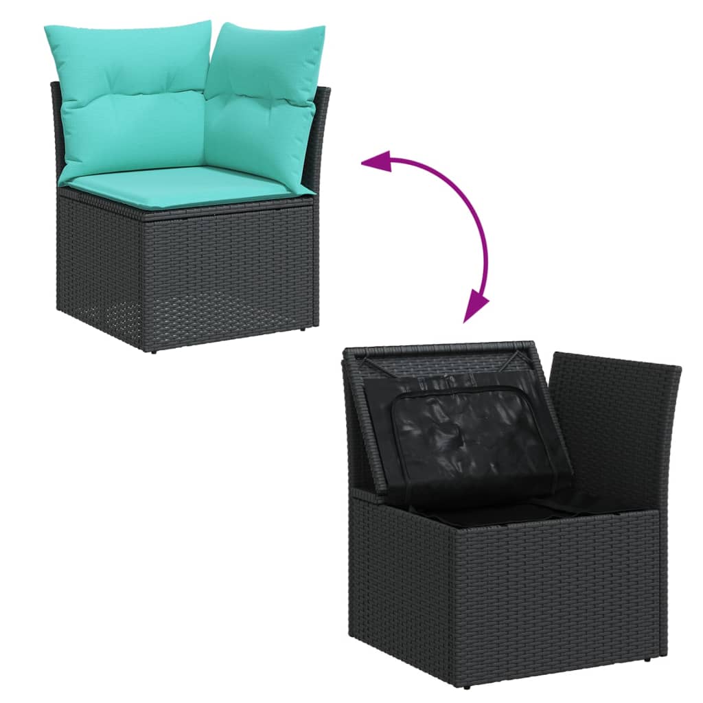 sofasæt til haven 10 dele med hynder polyrattan sort