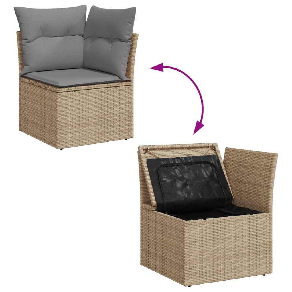 havesofasæt 11 dele med hynder polyrattan beige