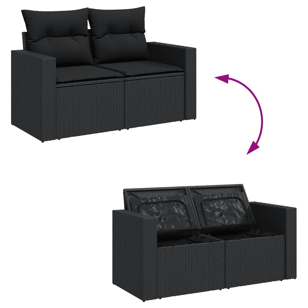 sofasæt til haven 11 dele med hynder polyrattan sort