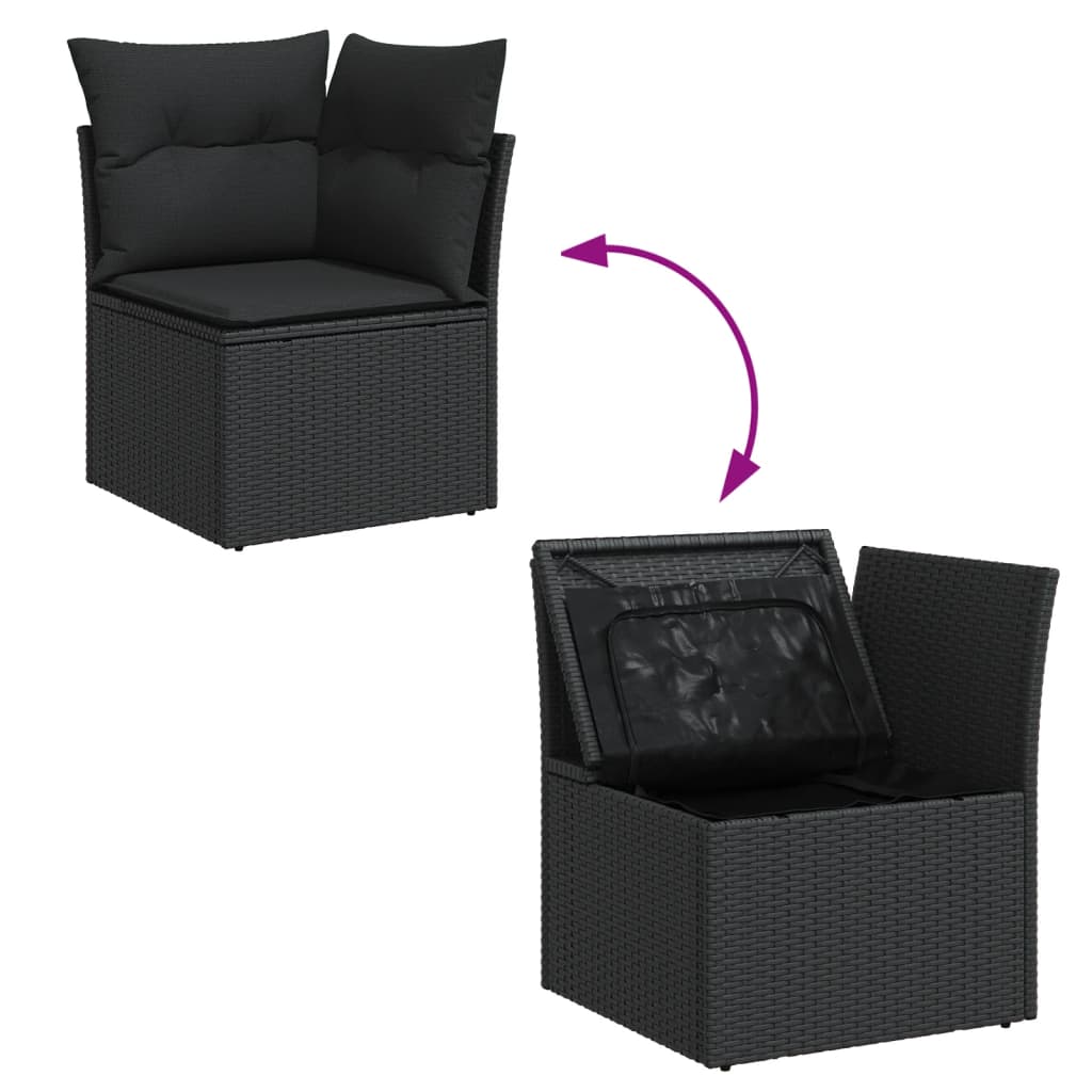 sofasæt til haven 11 dele med hynder polyrattan sort