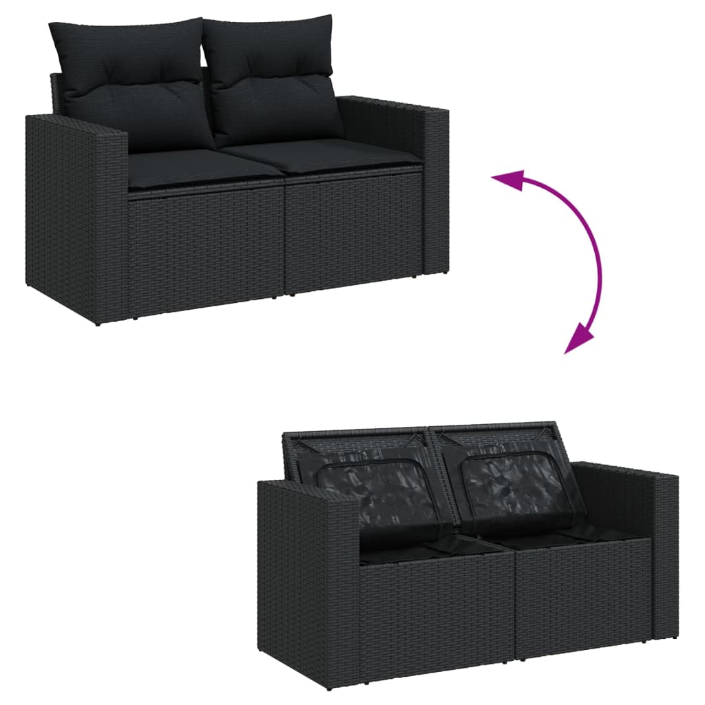 sofasæt til haven 11 dele med hynder polyrattan sort