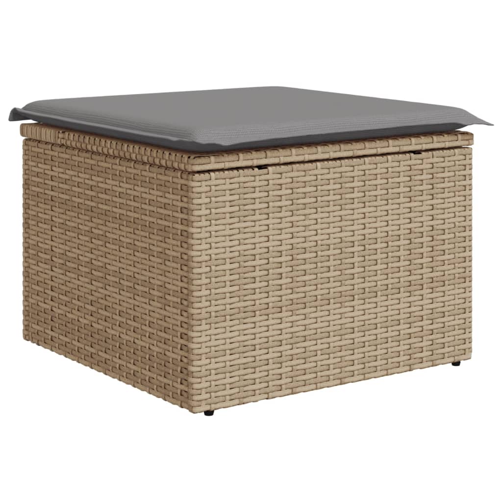 havesofasæt 10 dele med hynder polyrattan beige