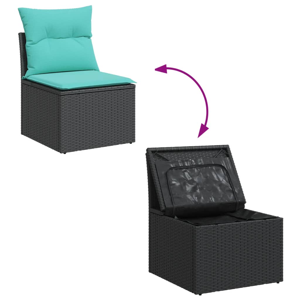sofasæt til haven 12 dele med hynder polyrattan sort