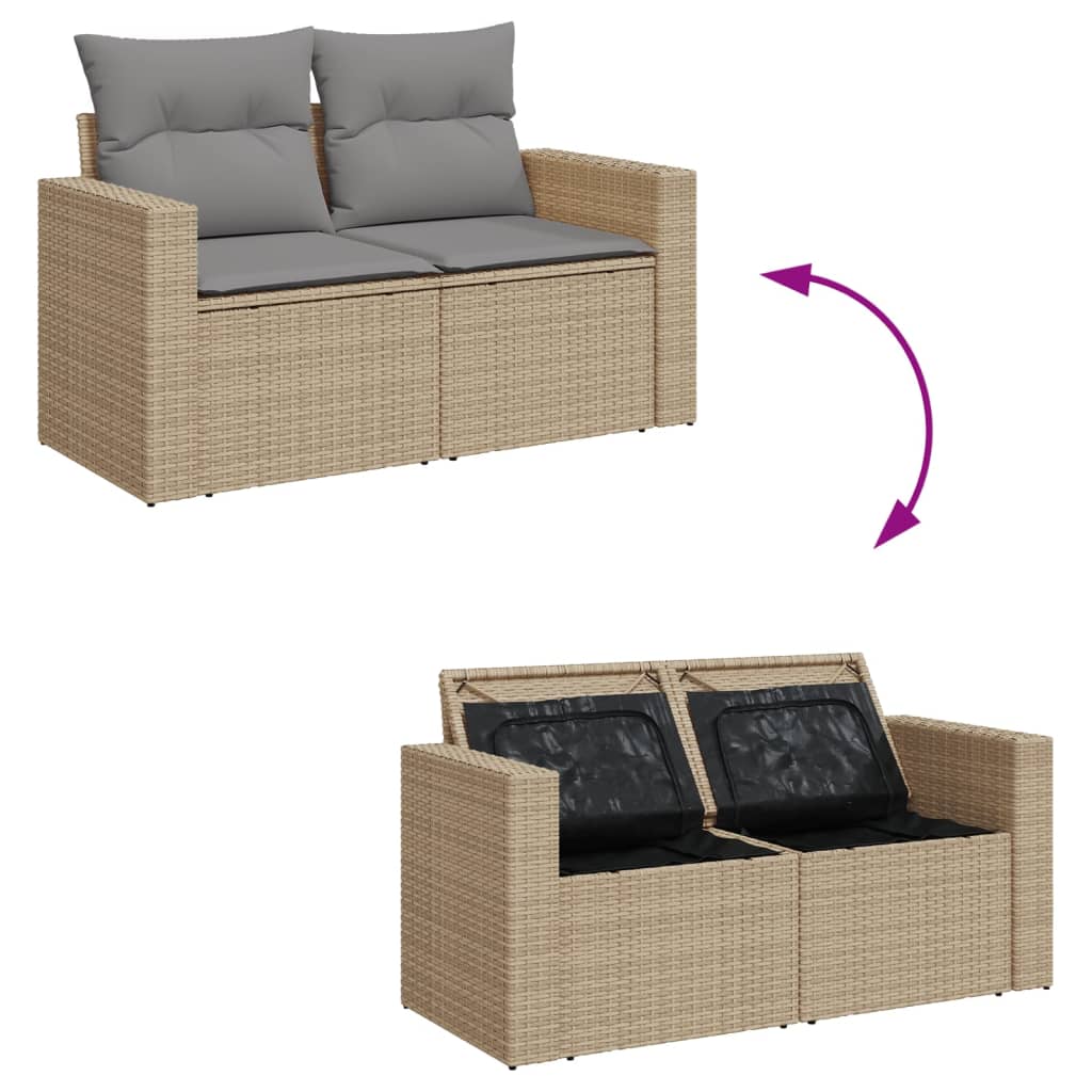 sofasæt til haven 14 dele med hynder polyrattan beige