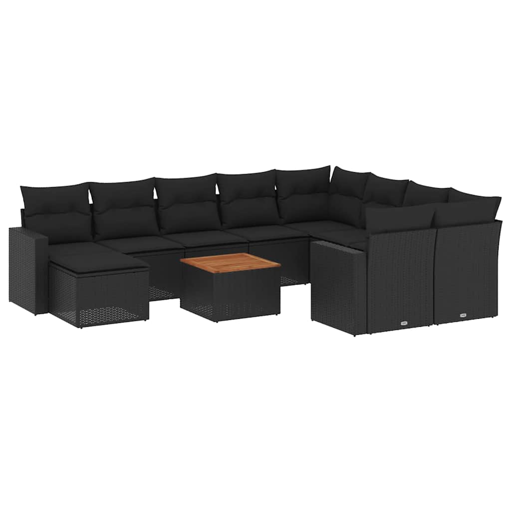 sofasæt til haven 11 dele med hynder polyrattan sort