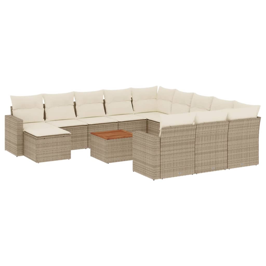 sofasæt til haven 13 dele med hynder polyrattan beige