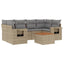 havesofasæt 7 dele med hynder polyrattan beige