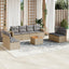 spisebordssæt til haven 9 dele med hynder polyrattan beige