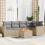 havesofasæt 6 dele med hynder polyrattan beige