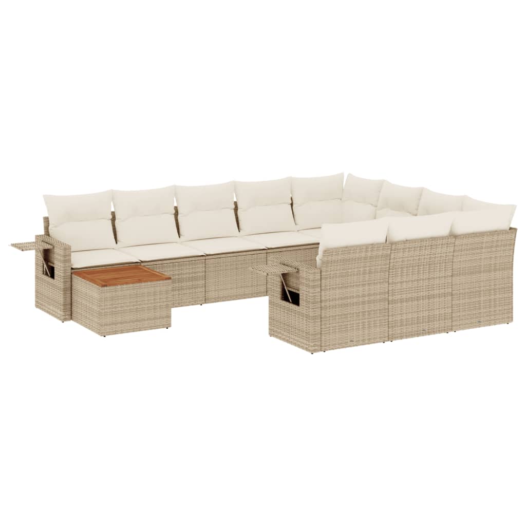 sofasæt til haven 11 dele med hynder polyrattan beige