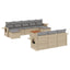 havesofasæt 11 dele med hynder polyrattan beige