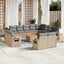 spisebordssæt til haven 13 dele med hynder polyrattan beige