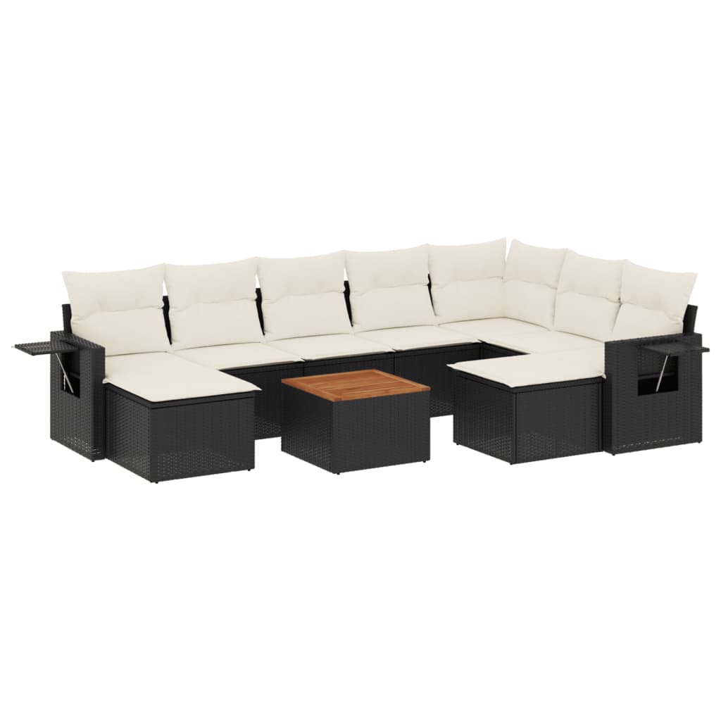 sofasæt til haven 10 dele med hynder polyrattan sort
