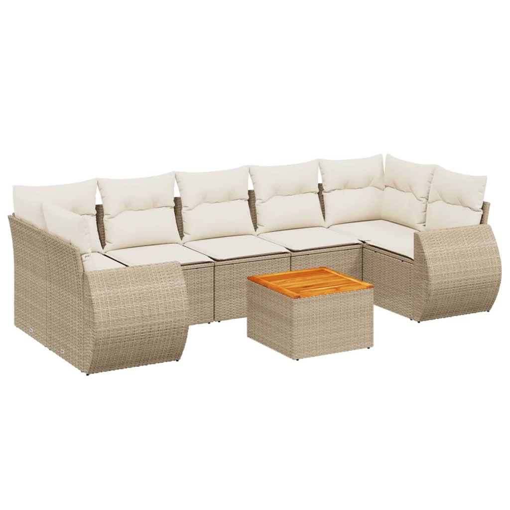 sofasæt til haven 8 dele med hynder polyrattan beige