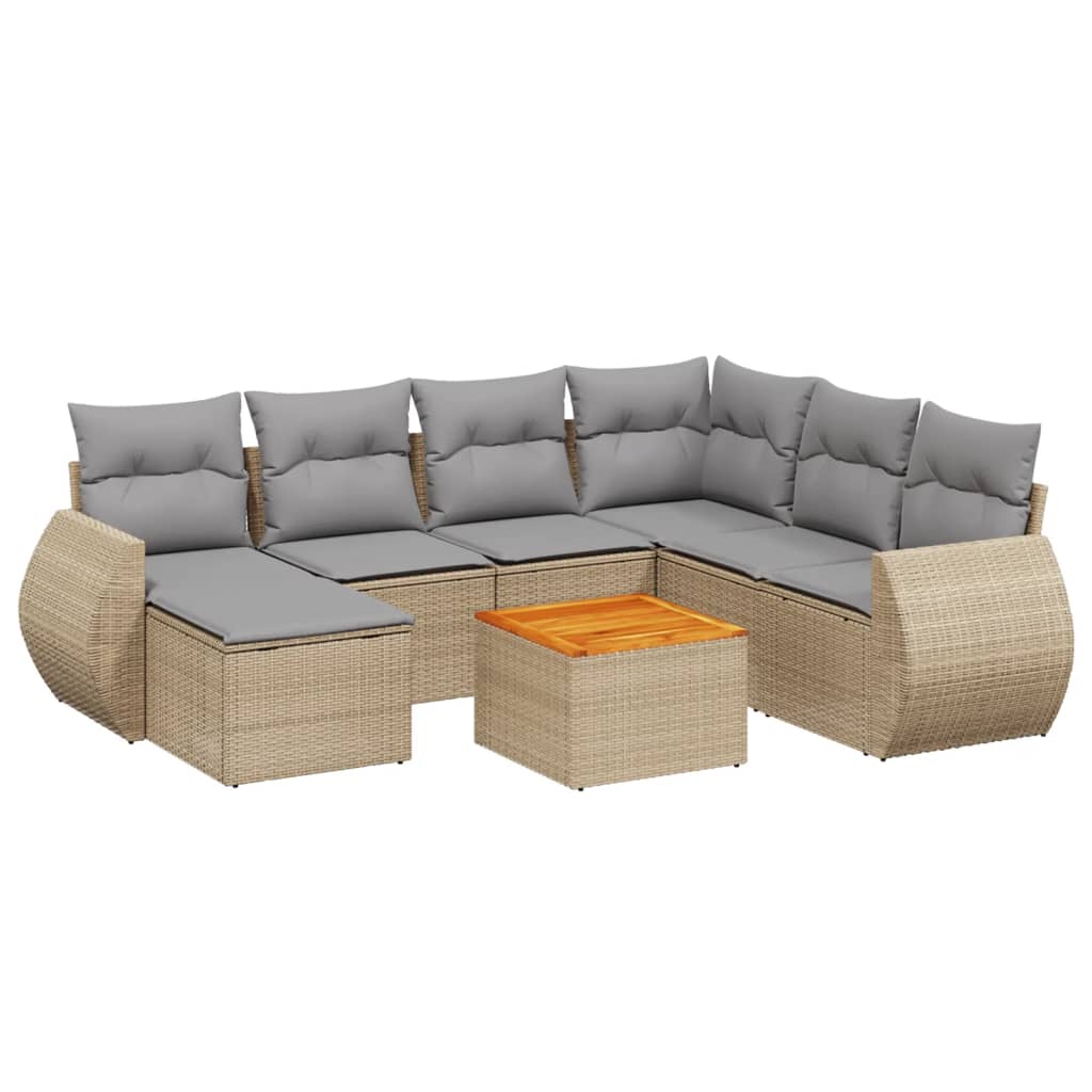 sofasæt til haven 8 dele med hynder polyrattan beige