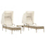 liggestole 2 stk. med baldakiner og bord polyrattan beige