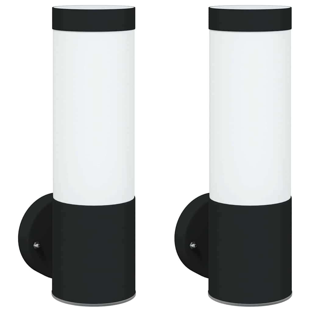 Udendørs væglampe 2 pcs Sort 12 x 8,5 x 27 cm